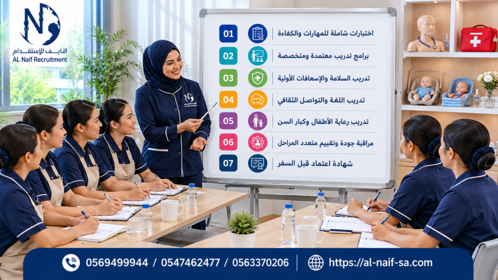 7 مزايا توفرها شركة النايف لضمان جودة تدريب العاملات المنزليات قبل الوصول