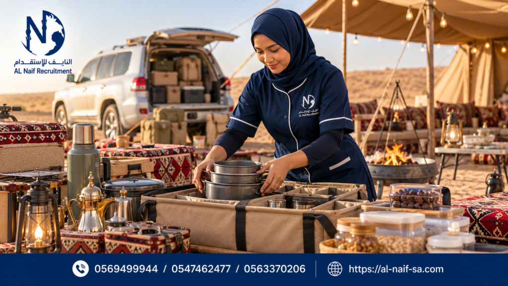 استقبال موسم المخيمات والطلعات البرية: دور العمالة المنزلية في تجهيز أواني ومؤن الكشتات بحفر الباطن